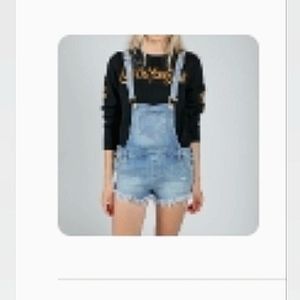 SNEAK PEEK Overall Jean Shorts ~ Distressed Raw Hem Light Blue Denim Shorteralls